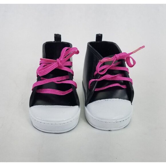 Alexander Doll Shoes Black High Top Pink Lace Up Sneakers Vinyl for Dolls 18" - Picture 2 of 6